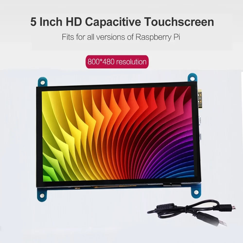 Aibecy 5 InchCapacitive Touchscreen Display 800*480 Resolution Small Portablewith USBInterface Compatible with Raspberry Pi Educational Tool