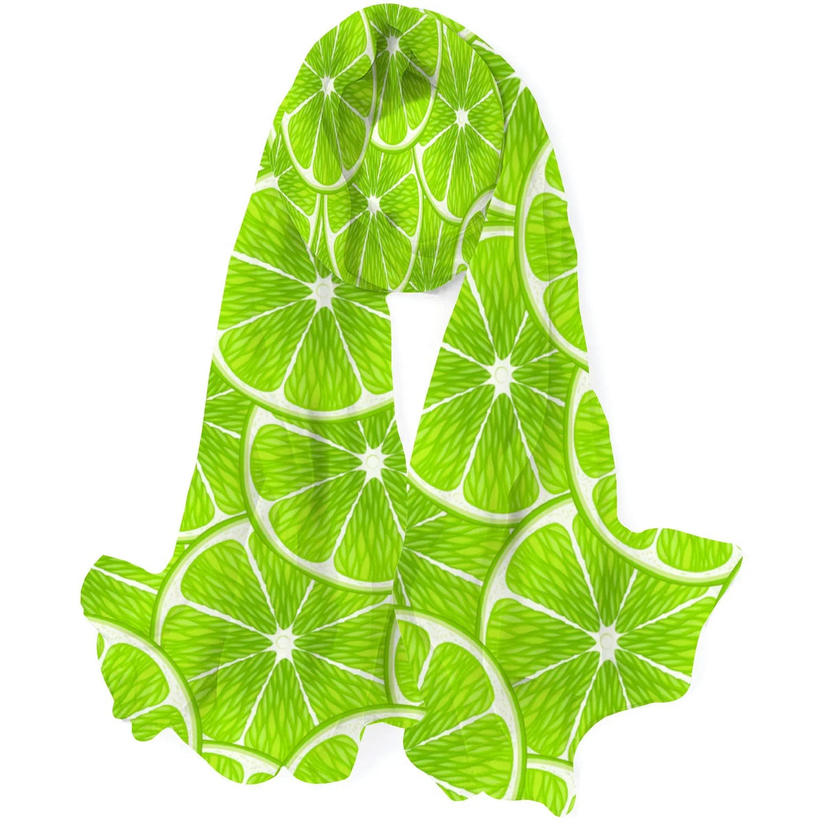 FREEAMG Lime Slices Silk Long Scarf for Women Large Oblong Sunscreen Shawls Wraps Neck Headscarf Hair Wraps Gift Packed