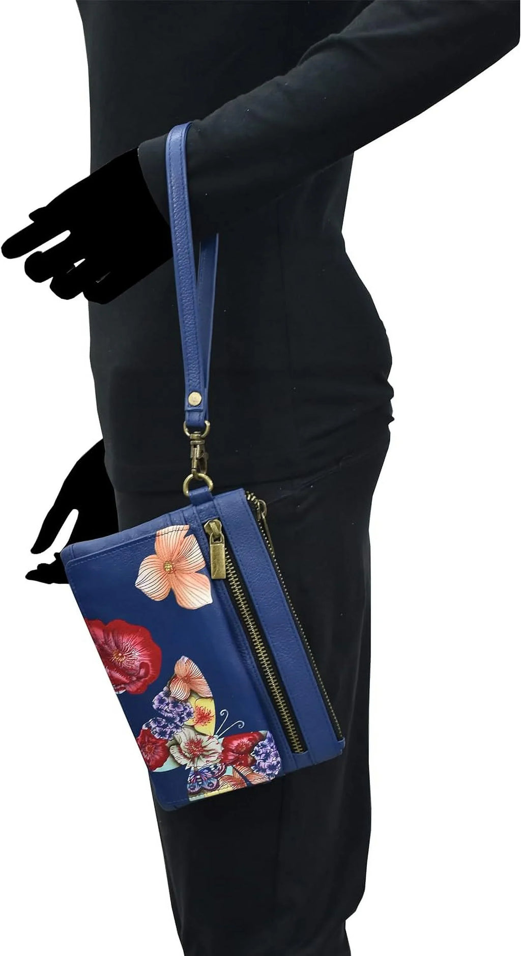 Anna By Anuschka Womens Hand-Painted Genuine Leather Wristlet Organizer Wallet - Butterfly Mosaic, Multicolor