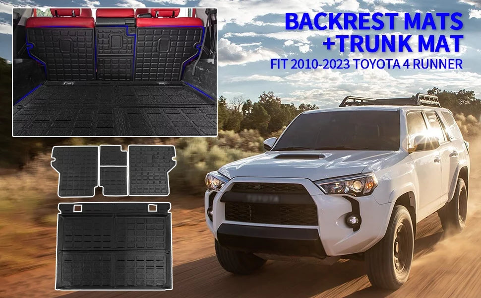Fit 2010-2023 Toyota 4Runner Trunk Mat Cargo Mat Cargo Liner Back Seat Wrap Protector 2022 Toyota 4 Runner Accessories (Trunk Mat + Backrest Mats,Fit Without Sliding Tray)