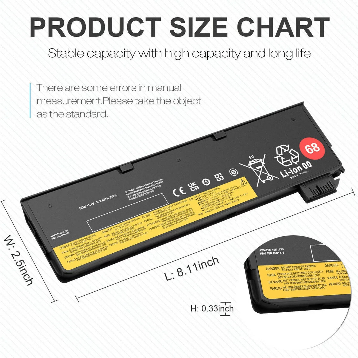 10x Battery 68 X240 for Lenovo ThinkPad T440 X250 T450s 45N1126 45N1127 45N1127
