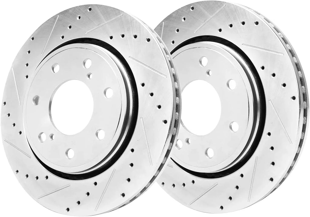 Detroit Axle - Front Drilled & Slotted Brake Rotors Replacement for 2010 2011 2012 2013 2014 2015 2016 2017 Ford F-150 (7-Lug)