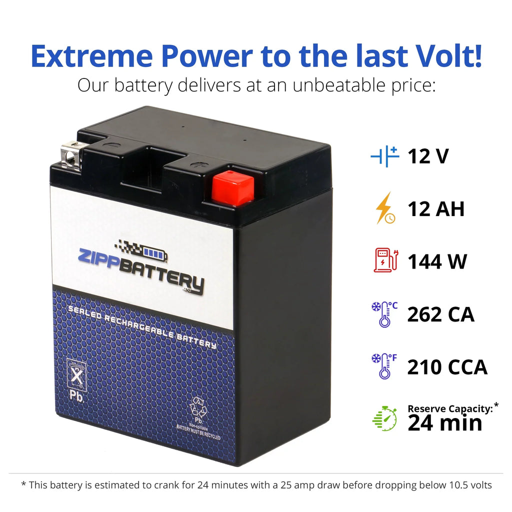 Zipp Battery YTX14AHL-BS (14AHL-BS 12 Volt,12 Ah, 210 CCA) Snowmobile Battery for Arctic Cat Jag Afs L/t 1993