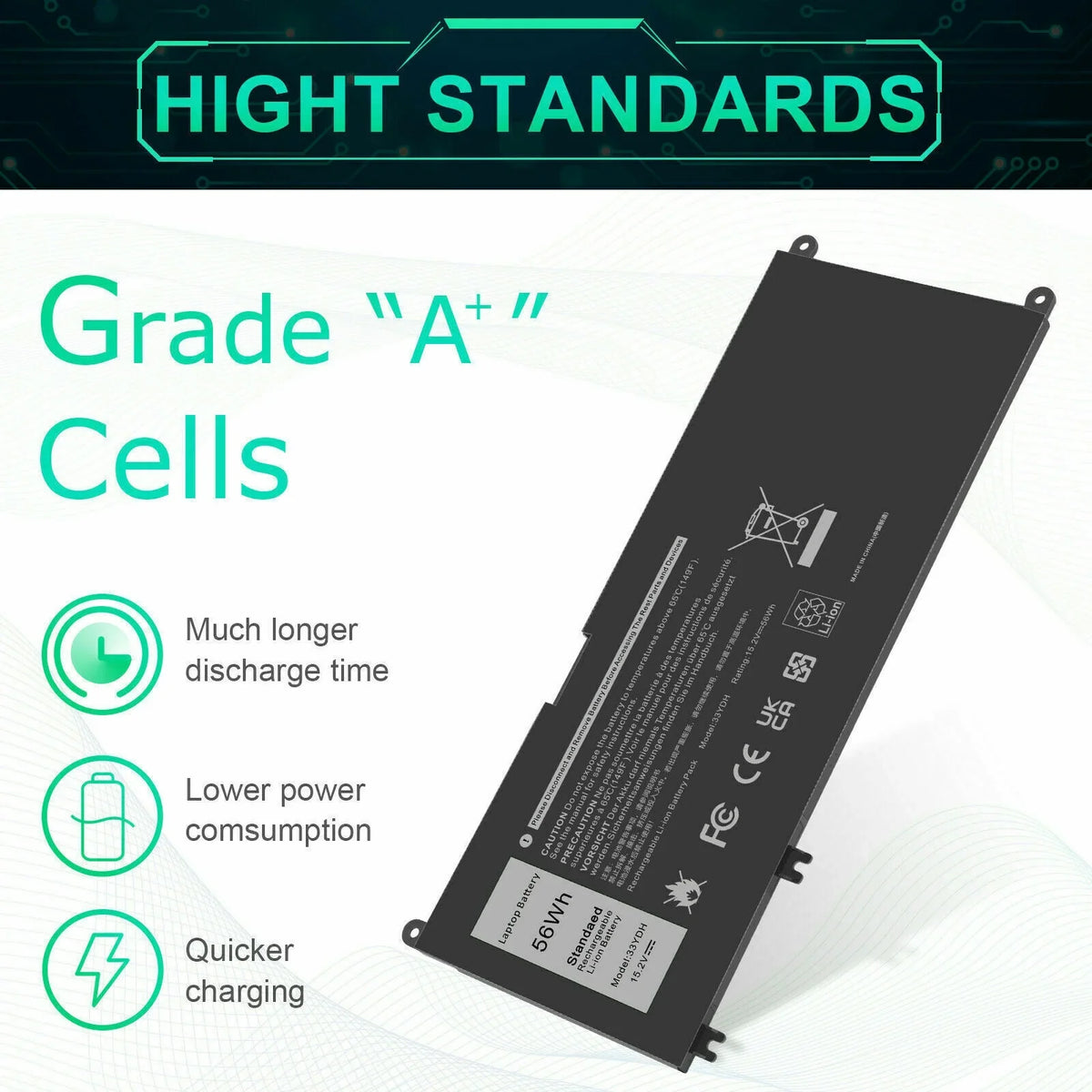 33YDH Laptop Battery For Dell Latitude 3380 3590 3580 3480 3490 W7NKD P30E001 US