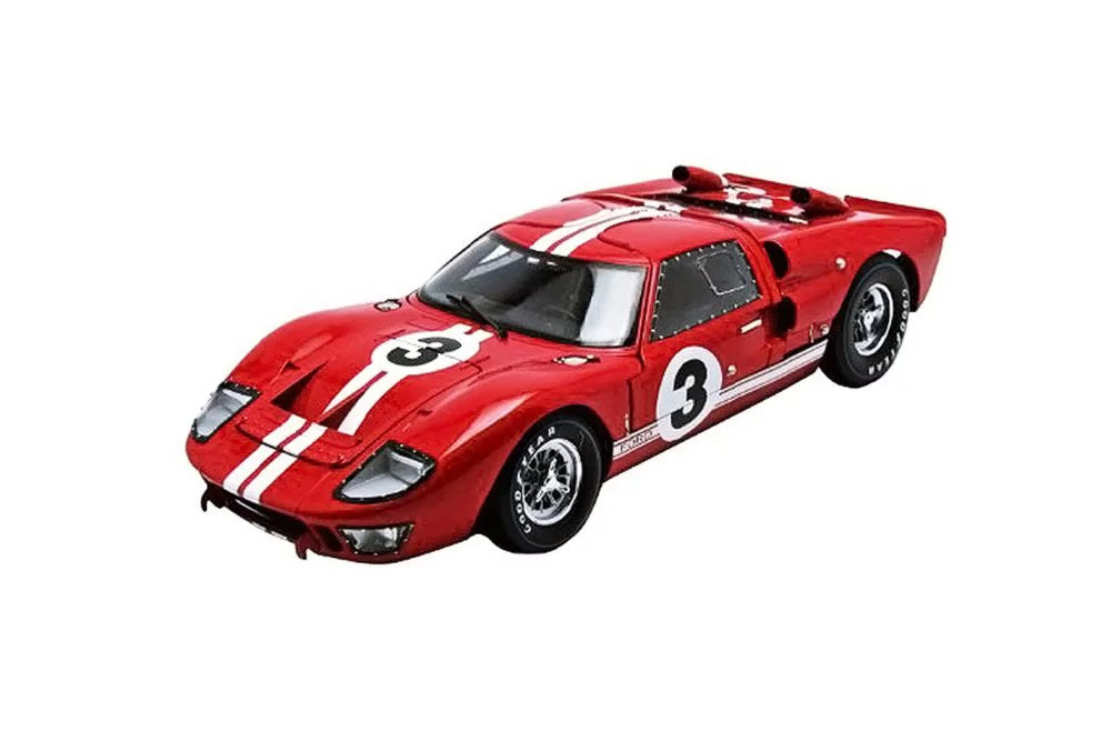 Diecast Car w/Display Case - 1966 Ford GT-40 MK II Le Mans #3, Red - Shelby Collectibles SC406R - 1/18 scale Diecast Car