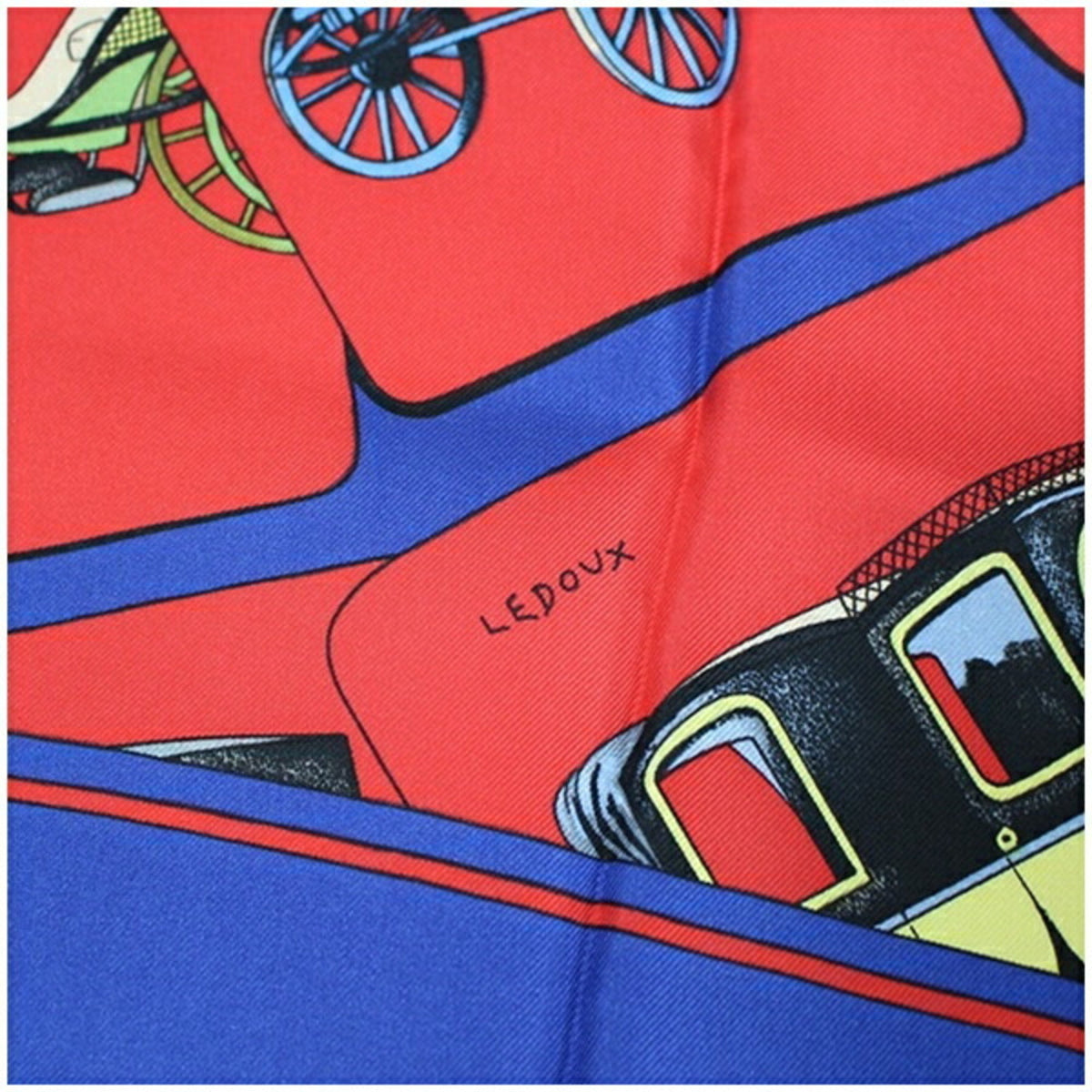Pre-Owned Hermes Silk Scarf Muffler CARROSSERIE (Spiral Carriage) Red x Blue HERMES Women's (Good)