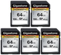 Gigastone 64GB 5-Pack SD Card V30 SDXC Memory Card High Speed 4K Ultra HD UHD Video Compatible with Canon Nikon Sony Pentax Kodak Olympus Panasonic Digital Camera, with 5 Mini Cases-GS-SD-64GB-2-5PK-B