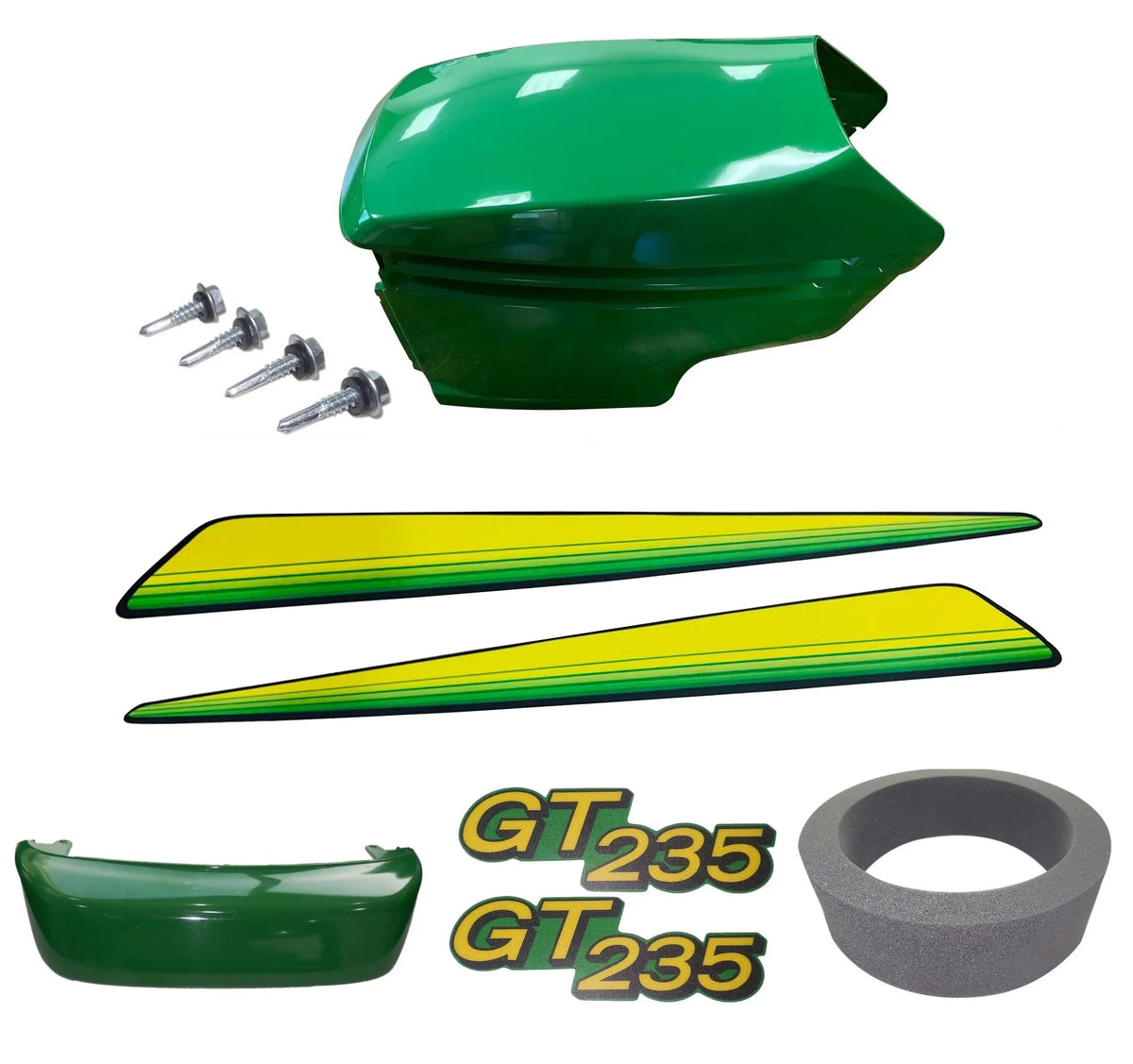 New Upper and Lower Hood/Bumper/LH and RH Stickers Fits John Deere GT235E UP S/N