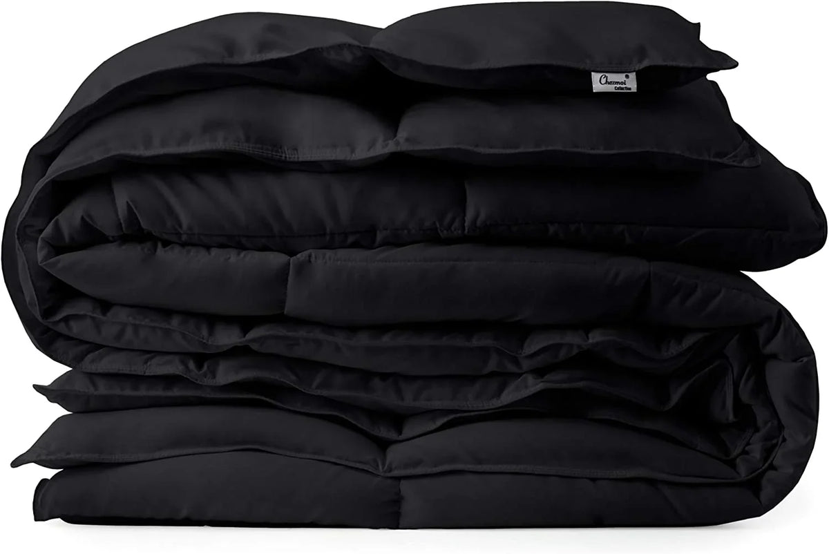Chezmoi Collection All Season California King Size Down Alternative Comforter - Plush Microfiber Fill - Box Stitch Quilted - Duvet Insert with Corner Tabs (Cal King, Black)
