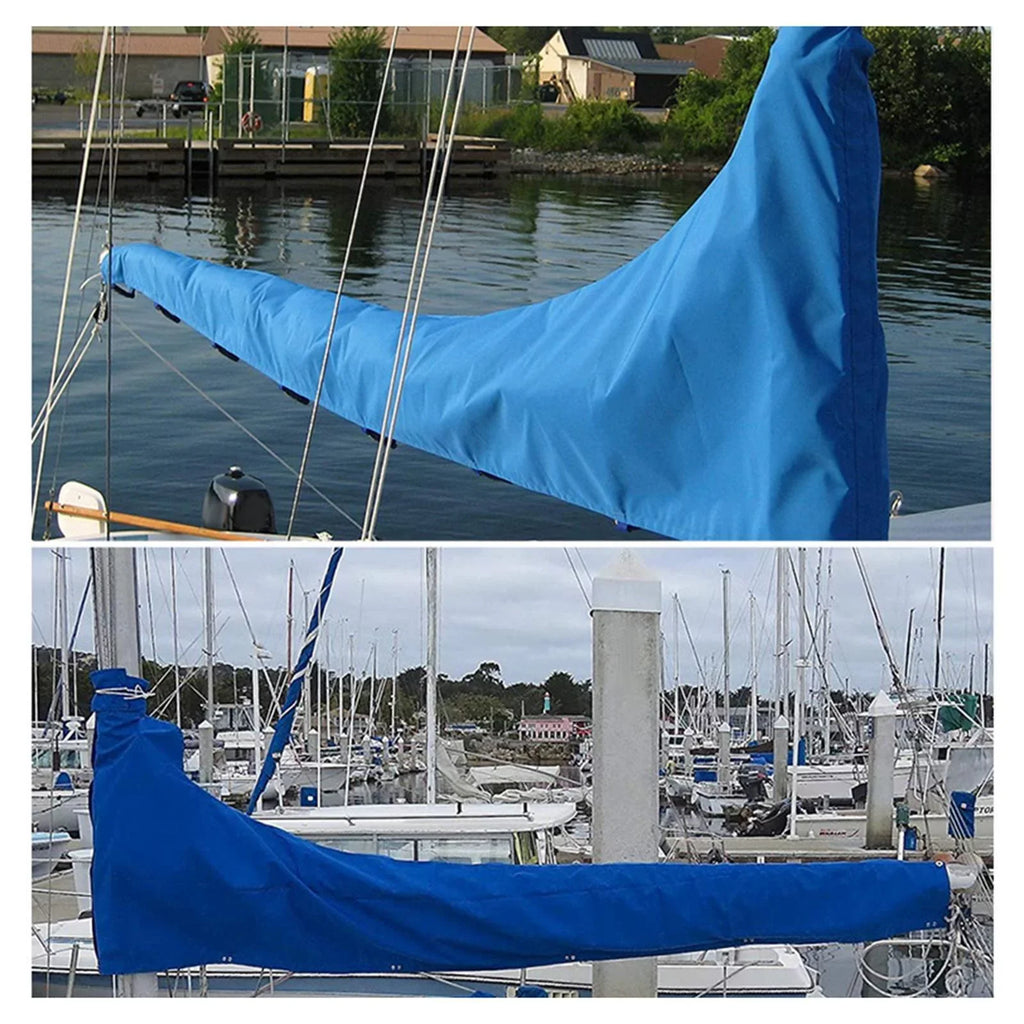 600D Mainsail Wrap , Dustproof Wrap Sail Protection Snow Shield Adjustable Strap Thickened Oxford Cloth Blue , 12 FT 11 to 12 FT