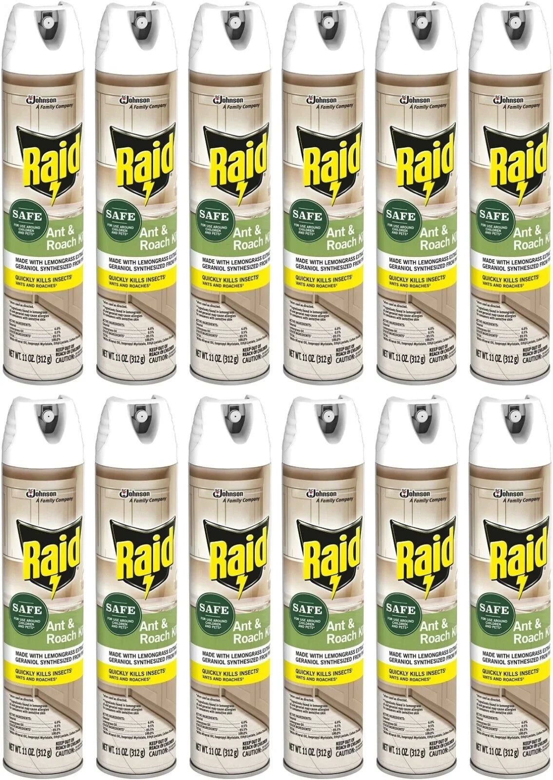 Raid Ant and Roach Killer, Aerosol Spray with Essential Oils (12)