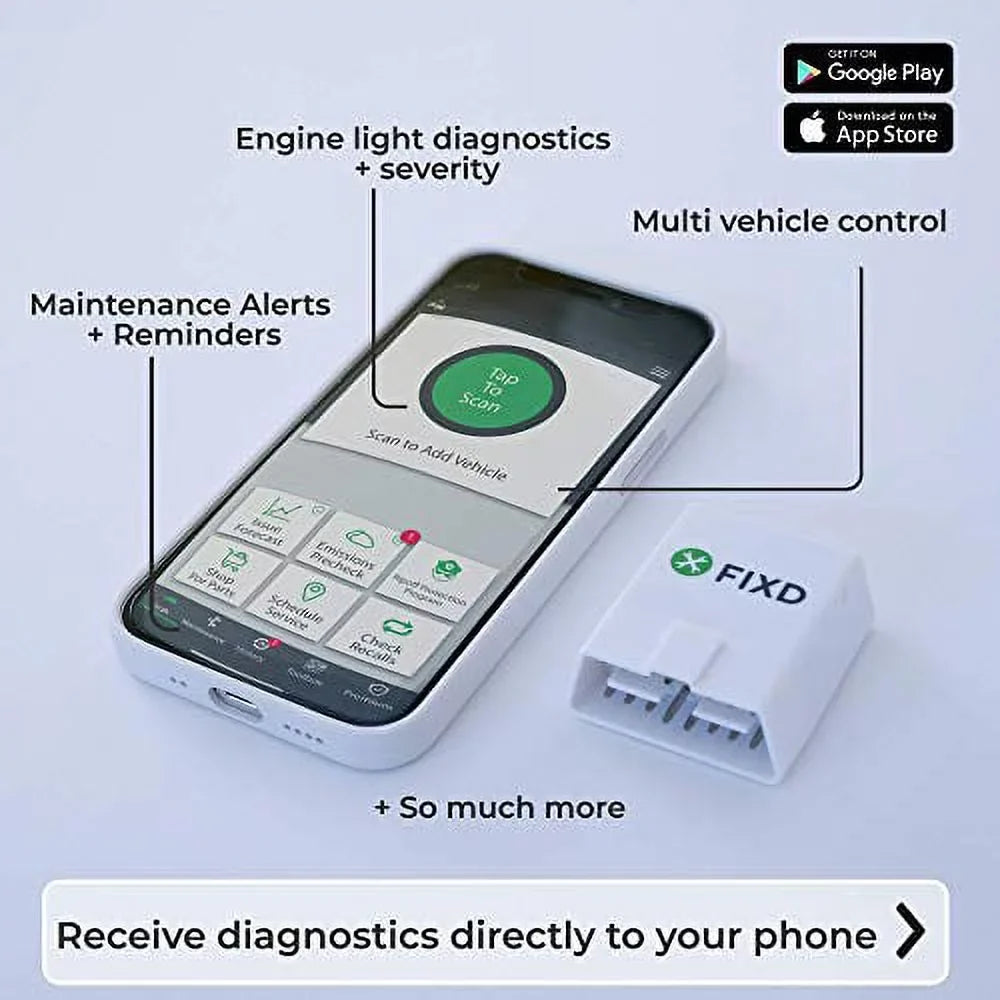 FIXD Bluetooth OBD2 Scanner for Car - Car Code Readers & Scan Tools for iPhone & Android - Wireless OBD2 Auto Diagnostic Tool to Check Engine & Fix All Cars & Vehicles ‘96 or Newer (3 Pack)