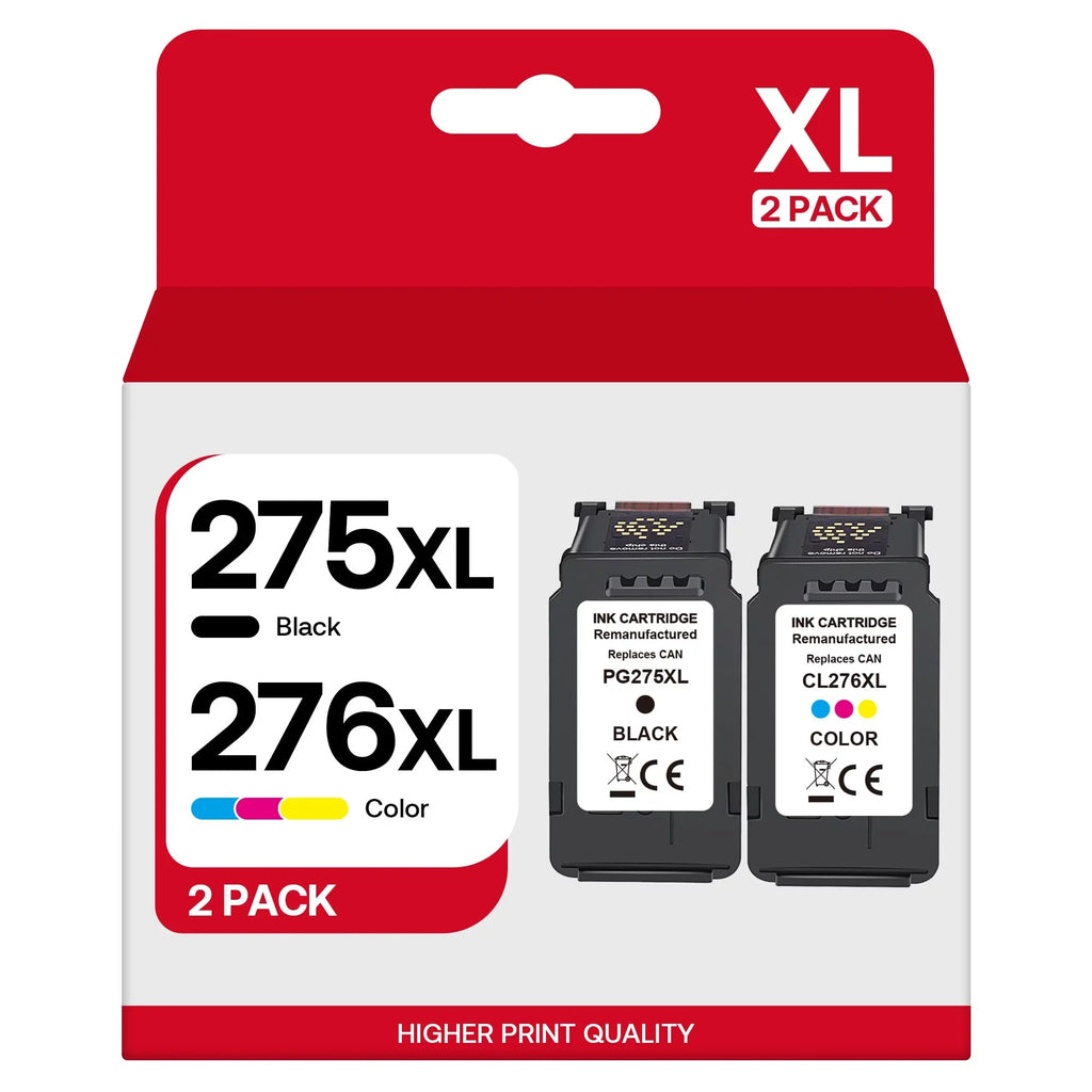 275XL 276XL Ink Cartridge Combo Pack Compatible for Canon PG-275 CL-276 275 276 XL Multi Value Pack Replacement for Canon PIXMA TS3520 TS3522 TS3500 TR4720 TR4722 TR4700 Printers (1 Black, 1 Color)