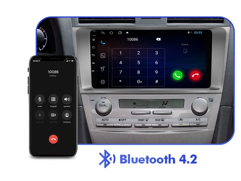 2+32G Android 10 Double Din Car Stereo for Toyota Carmy 2006-2011 with 9 Inch Touchscreen Radio Built-in Wireless Carplay/Android Auto/GPS/Bluetooth/FM/AUX-in/Steering Wheel Control/Backup Camera