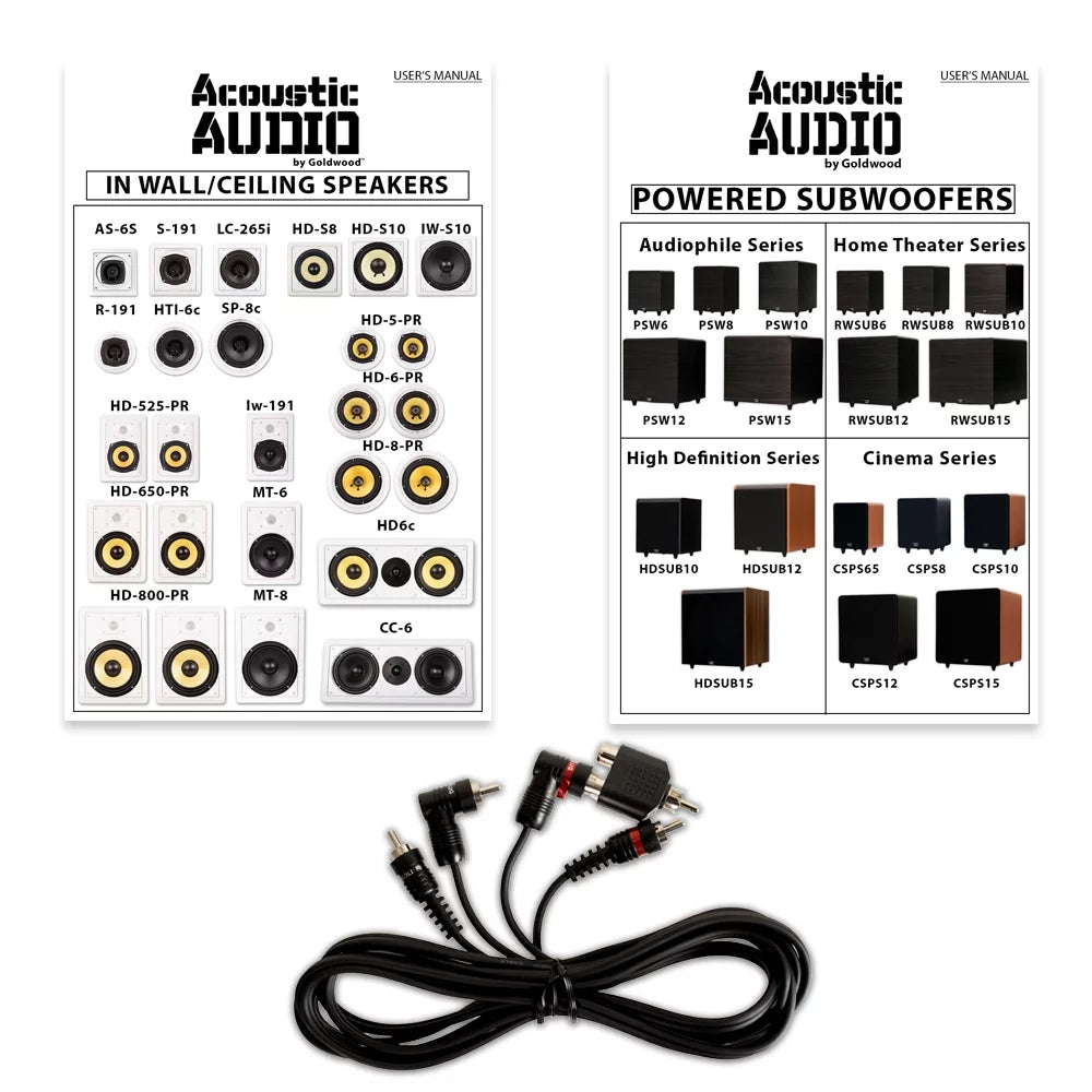 Acoustic Audio 5.1 Speaker System Flush Mount 5 Speaker Set and 12" Powered Sub