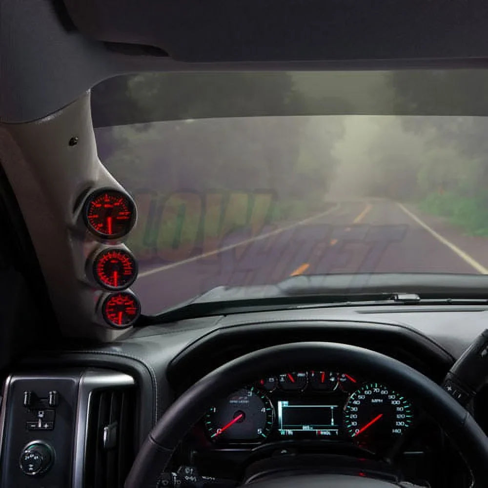 GlowShift 2014-2019 Chevrolet Silverado Duramax Tan Triple Gauge Package with Black 7 Color DS1 Gauge Set