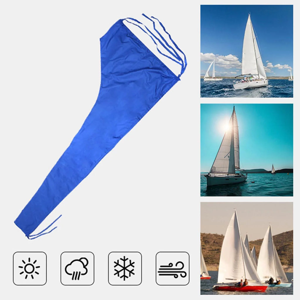 600D Mainsail Wrap , Dustproof Wrap Sail Protection Snow Shield Adjustable Strap Thickened Oxford Cloth Blue , 12 FT 11 to 12 FT