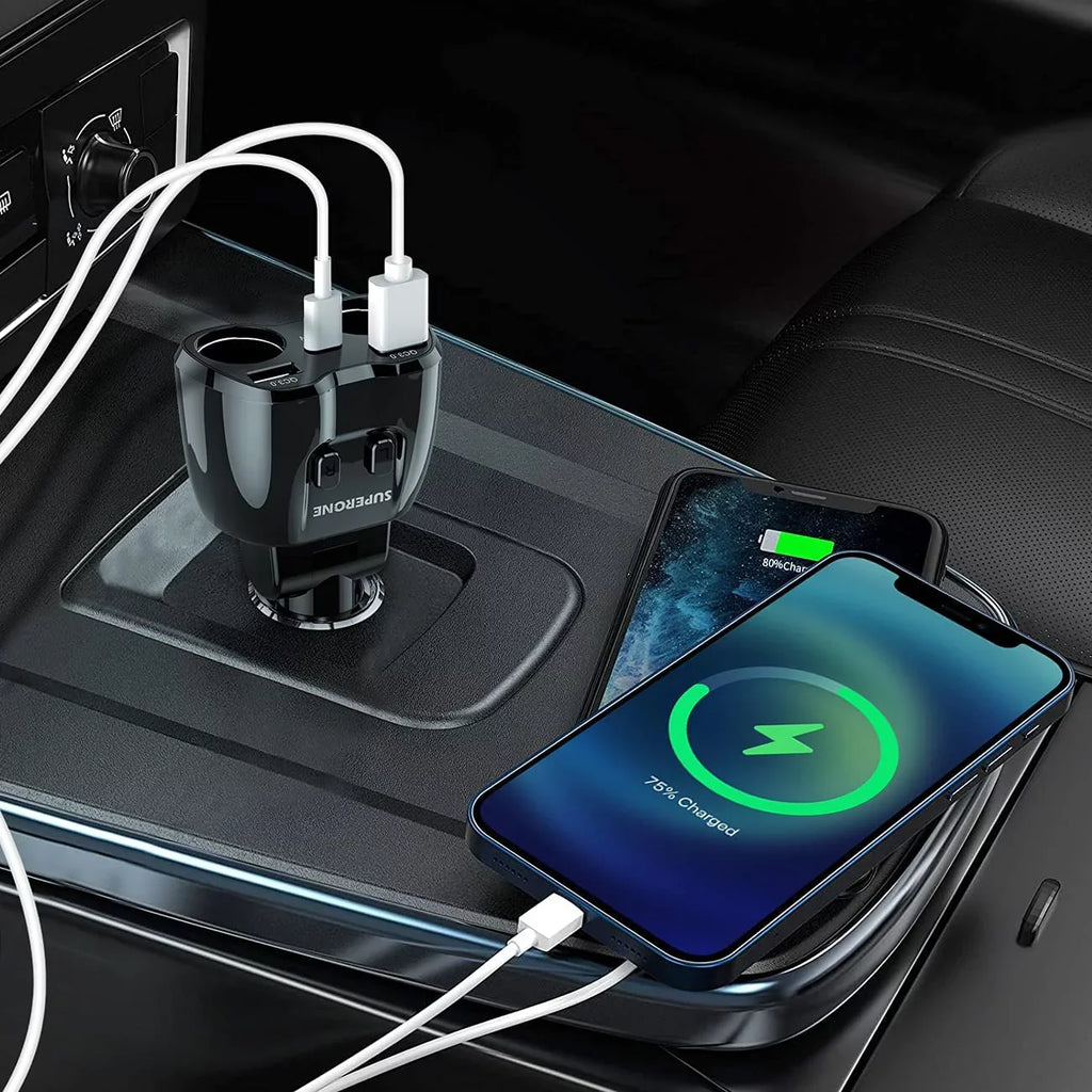 ?Upgraded? ette Lighter Splitter, SUPERONE 180W 2-Socket ette Lighter Adapter with Dual QC3.0 and 20W PD USB C Car Charger Splitter for GPS/Dash Cam/Laptop/iPad/iPhone 13 Pro Max/13/12/11
