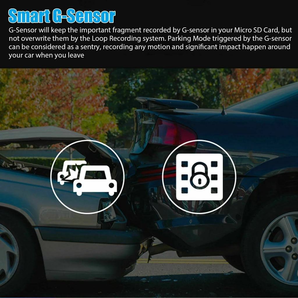 NIFFPD 4" 1080P FHD Dual Lens Car DVR 170° Front and Rear Camera Dashboard, Camera Recorder with G-Sensor