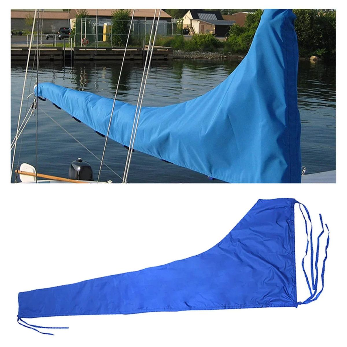 600D Mainsail Wrap , Dustproof Wrap Sail Protection Snow Shield Adjustable Strap Thickened Oxford Cloth Blue , 12 FT 11 to 12 FT
