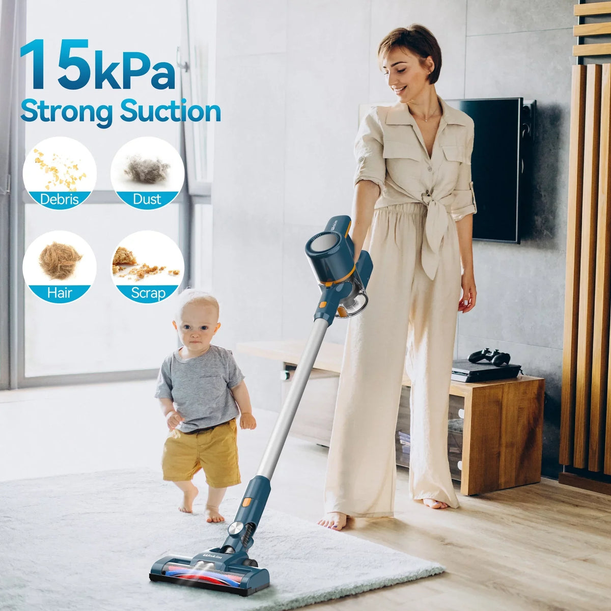 Wnkim Cordless Vacuum Cleaner, 6-in-1 Stick Vacuum with 2200 mAh Battery, Powerful Lightweight Vacuum Cleaner up to 35 Mins Runtime, for Home Hard Floor Carpet Pet Hair, M5