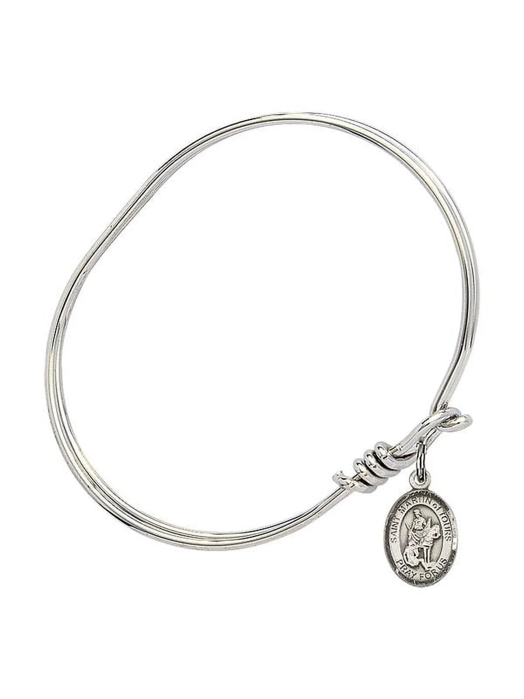 5 3/4 inch Oval Eye Hook Armlet w/ St. Martin of Tours in Sterling Silver