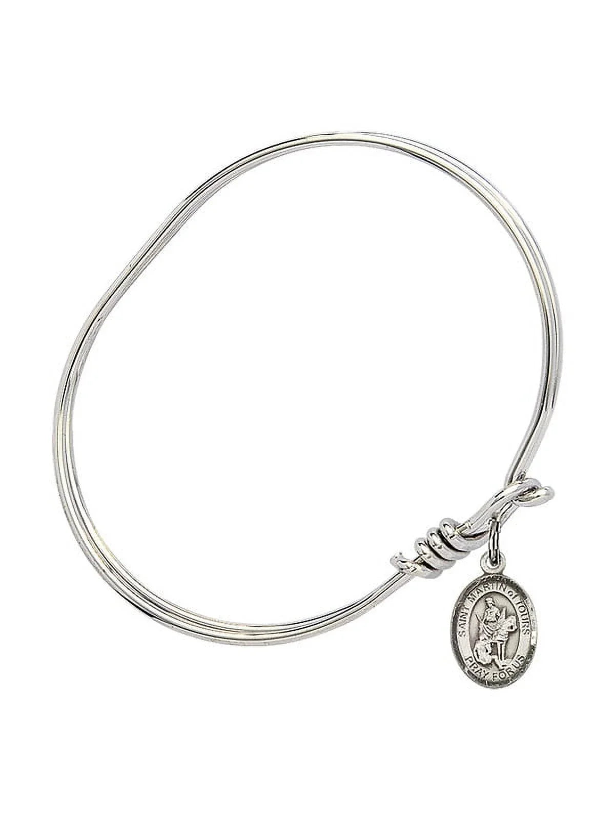 5 3/4 inch Oval Eye Hook Armlet w/ St. Martin of Tours in Sterling Silver