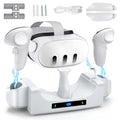 EEEkit Charging Station Fit for Oculus/Meta Quest 3 Headset and Controller, Dual-use Charging Stand with 2 Rechargeable Batteries, Battery Wrap Wall Mount Charging Dock