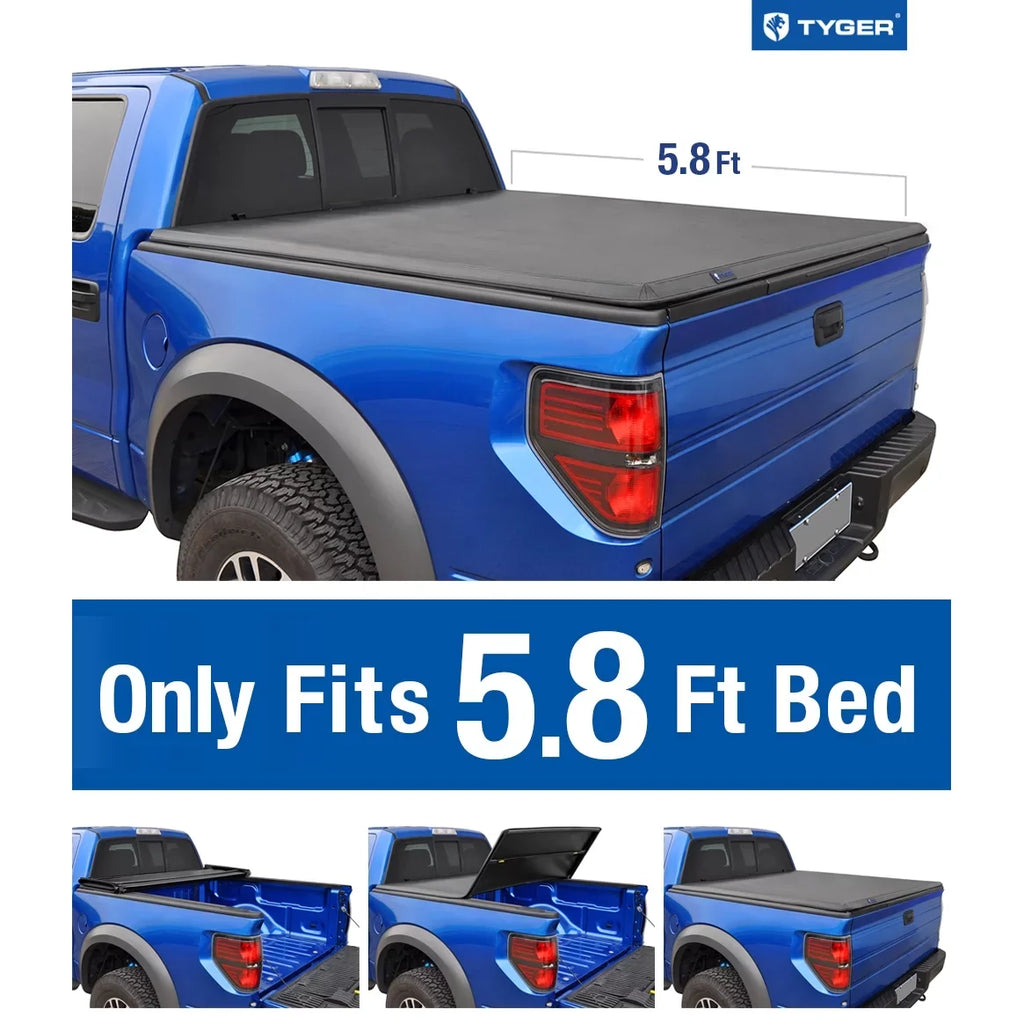 TYGER TG-BC3D1015 Tri-Fold Pickup Tonneau Wrap Fits 2009-2016 Dodge Ram 1500 5.8 feet (69.6 inch) Trifold Truck Cargo Bed Tonno Protection (NOT For Stepside) 2010 2011 2012 2013 2014 2015