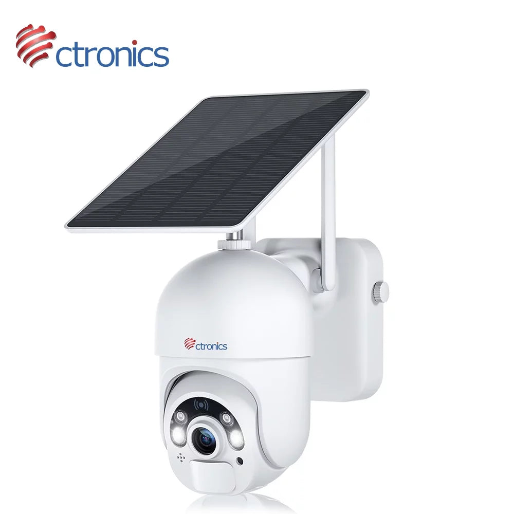 Ctronics Solar Security Camera,PTZ Home Security Camera Wireless Outdoor,WiFi Surveillance Camera with Spotlight Color Night Vision, AI Human Detection, 2-Way Audio,IP66 Waterproof(S20)