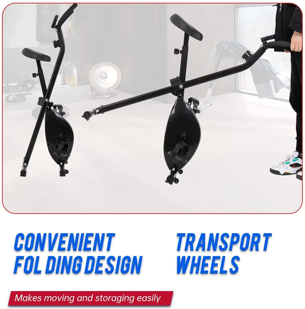 FDW Foldable Exercise Stationary Bike with 8 Levels of Magnetic Resistance Indoor Recumbent Exercise Bikes