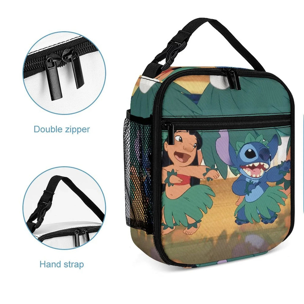 Lilo & Stitch Portable Lunch Bag Tote Bento Bag School Office Insulated Cooler Thermal Handbag For Adult Boys Girls Kids