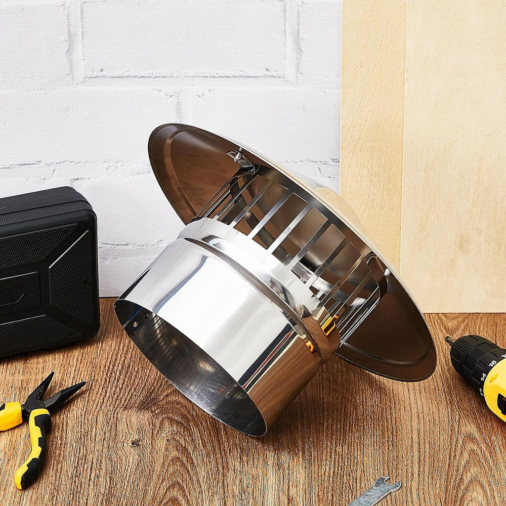 6 Inch Cone Top Chimney Cap Stainless Steel Cone Cap with Screen Chimney Protection Outside Roof Silver Fireplace Screen Protection Exterior Stove Pipe Topper for Vent Flue Family Kitchen Cooking