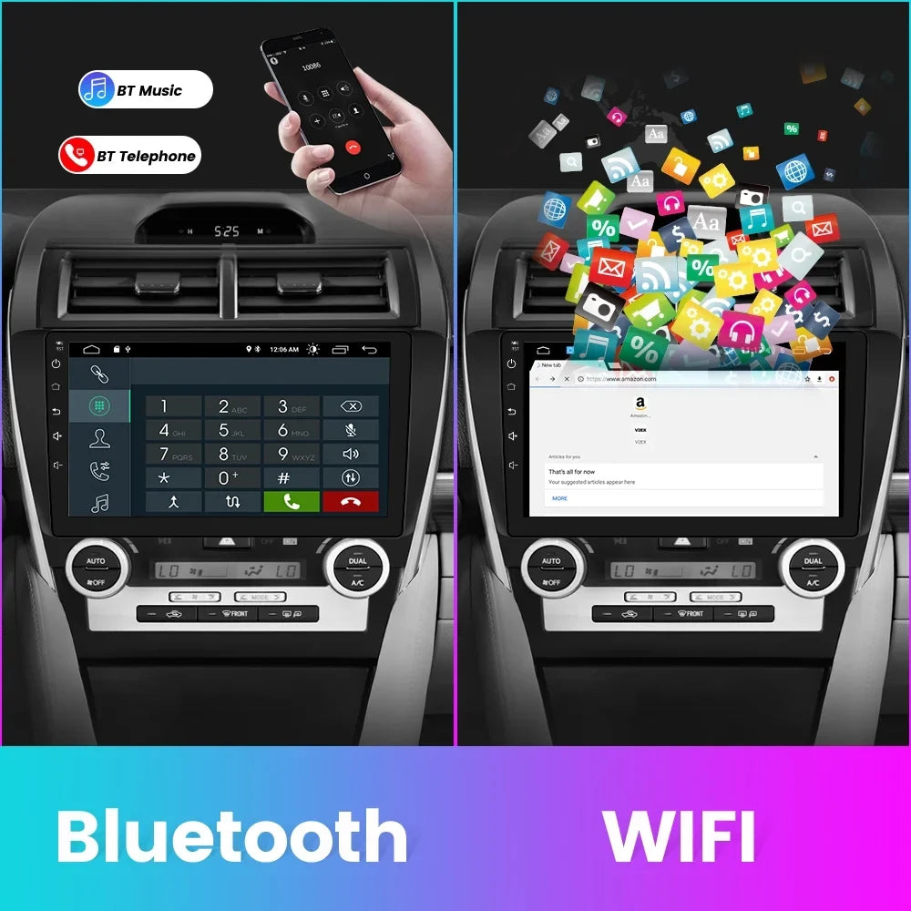 10 inch Touch Screen Car Radio Stereo Compatible for Toyota Camry 2012 2013 2014, with Carplay Android Auto GPS/FM/Wifi/USB, Support SWC,Bluetooth,GPS Navigation