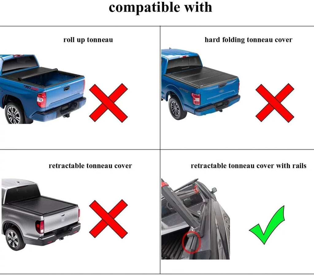 ROSY PIXEL Universal Extendable Pick-Up Truck Rack Bed Rack Aluminum for Tonneau Wrap with T-Slot Rail
