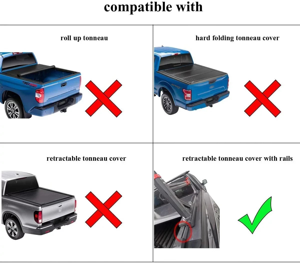 ROSY PIXEL Universal Extendable Pick-Up Truck Rack Bed Rack Aluminum for Tonneau Wrap with T-Slot Rail