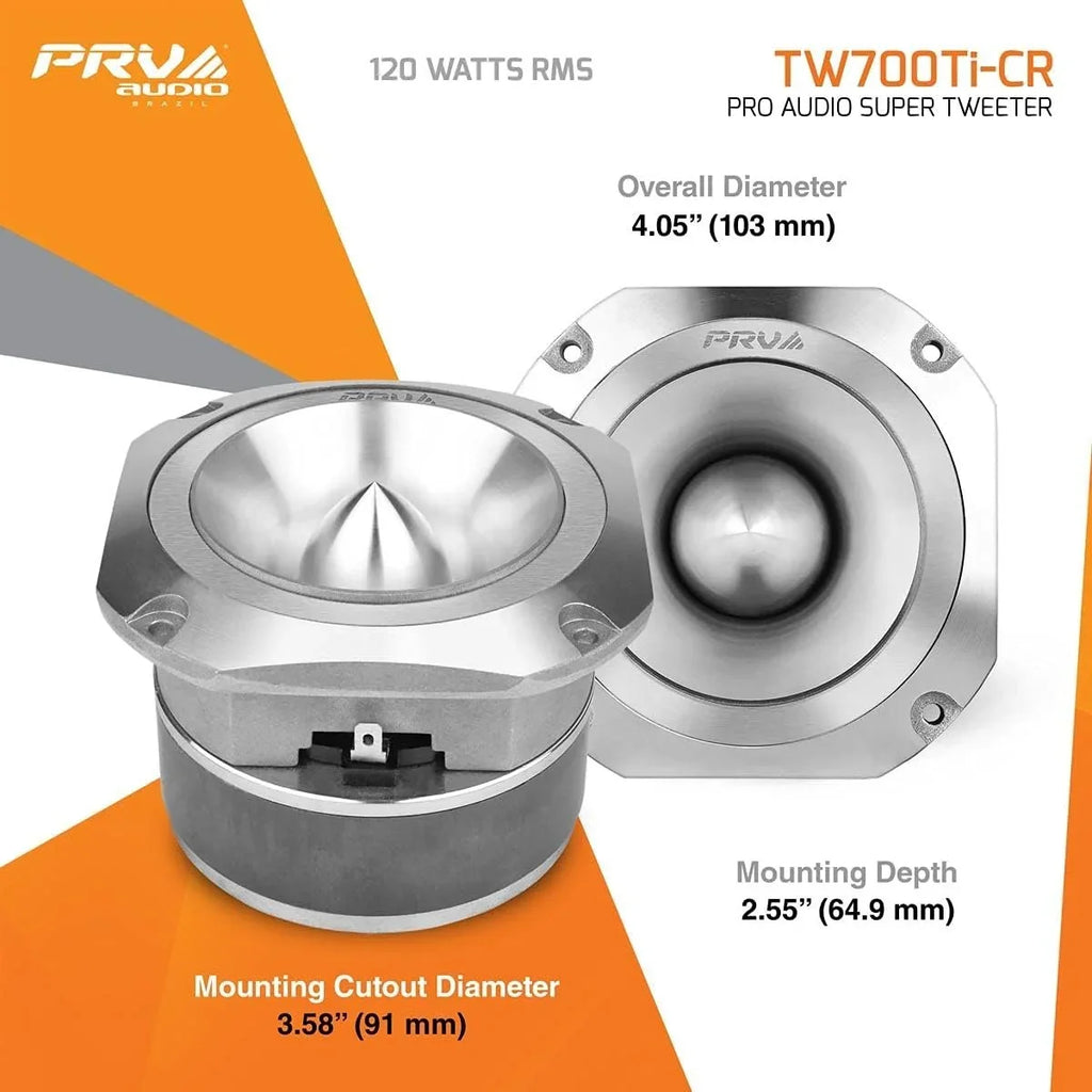 PRV Audio 4" Pro Super Tweeter 120 Watts RMS 8 Ohm TW700Ti-CR Single