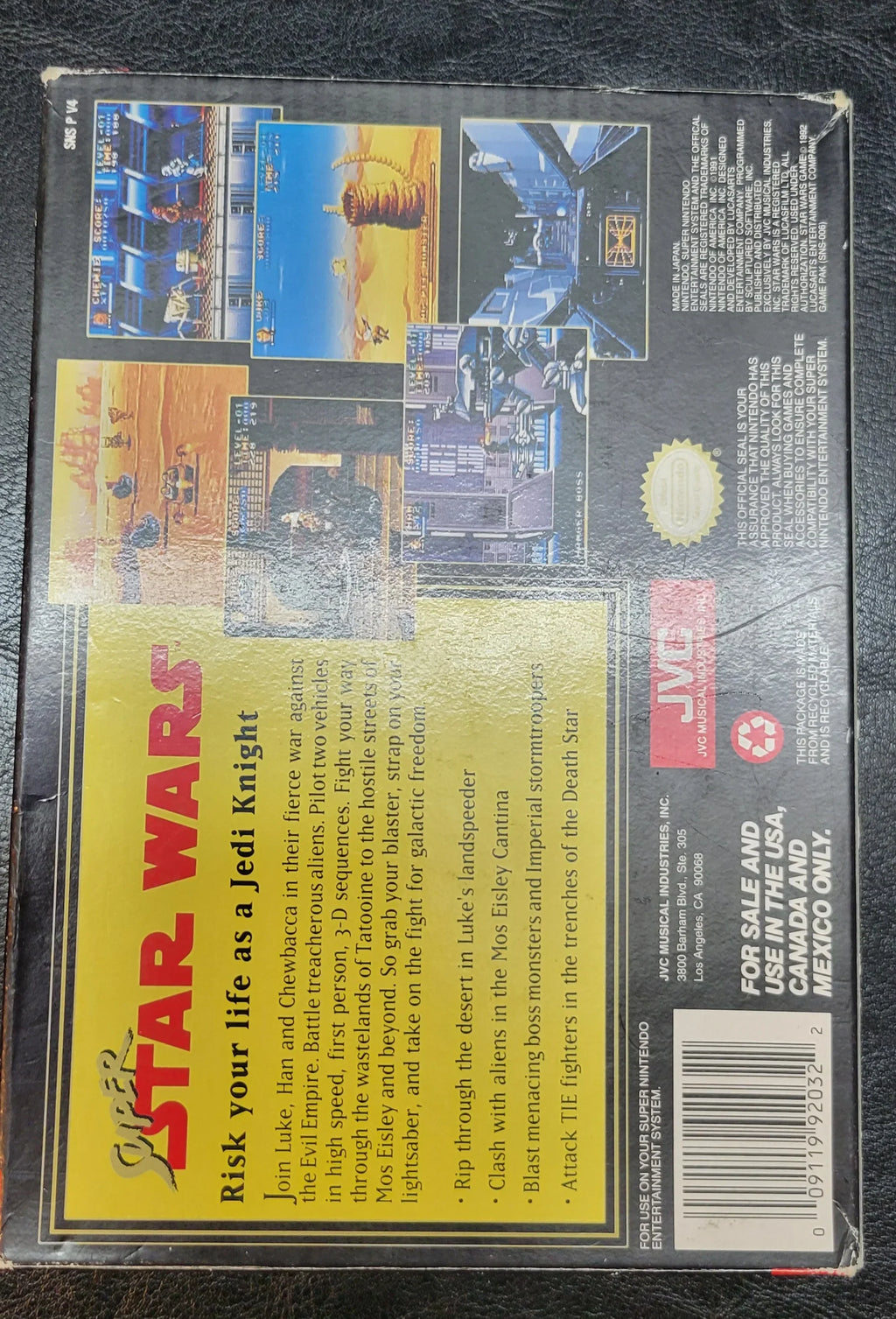 Authentic 1992 STARWARS SNES Cartridge (Super Nintendo Ent. System) CIB Complete In Box + Instructions Immaculate Condition Original Owner