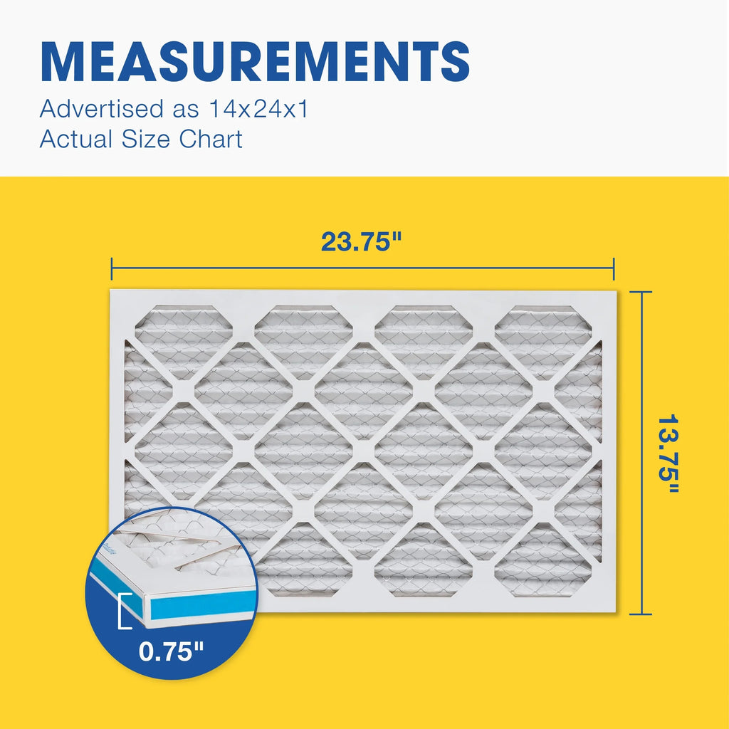 Aerostar 14x24x1 MERV 13, Pleated Air Filter, 14x24x1, Box of 6, Made in the