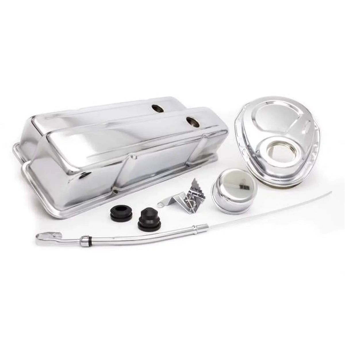 Racing Power Tall Valve Shield Protection Tab Engine Dress Up Kit Steel Chrome Small Block Chevy - Kit