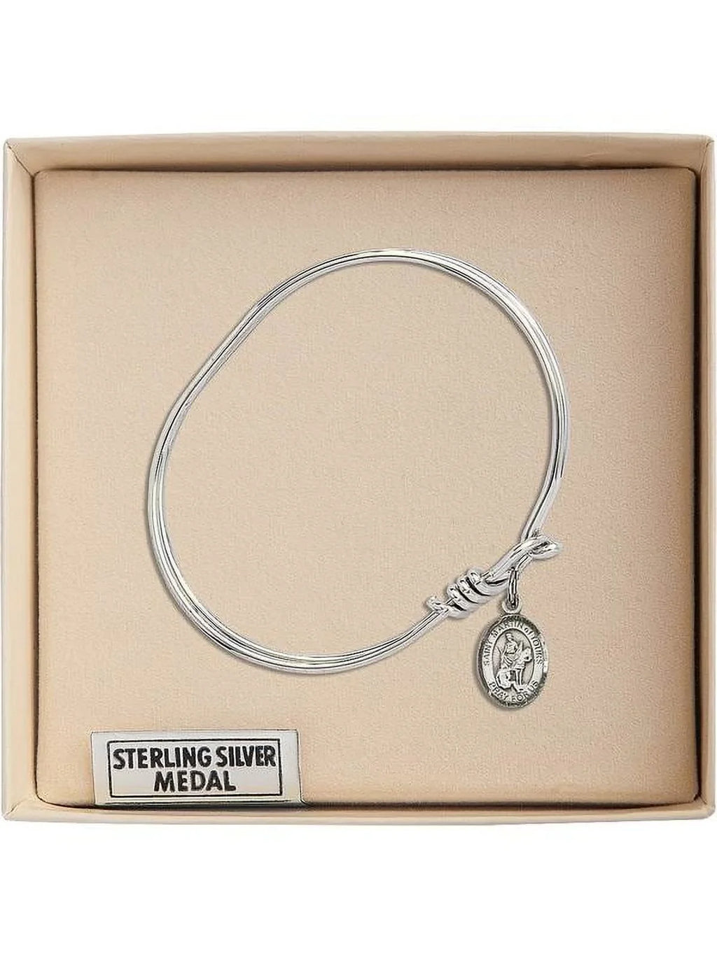 5 3/4 inch Oval Eye Hook Armlet w/ St. Martin of Tours in Sterling Silver