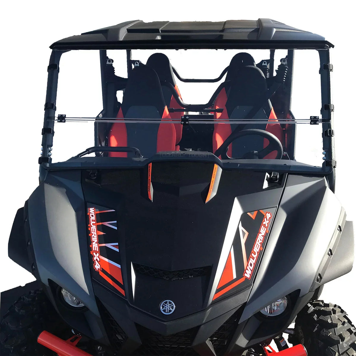 Clearly Tough Yamaha Wolverine X4 / X2 Full Folding Windshield (2020 and older) - SCRATCH RESISTANT- Extreme Versatility! Premium polycarbonate w/Hard Coat. Made in !