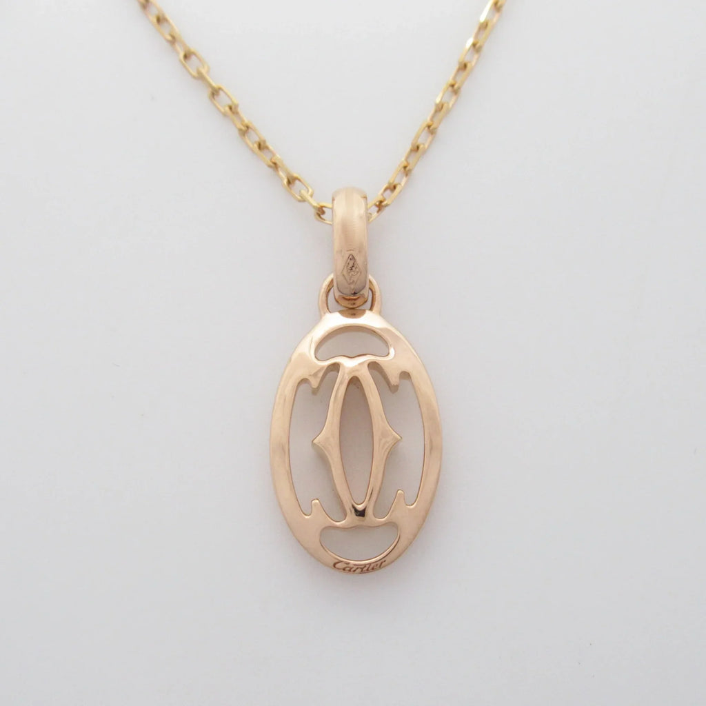Pre-Owned CARTIER Logo double diamond Necklace Necklace Clear K18PG(Rose Gold) Clear (Good)
