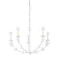 Whimsical Style 5-Light Chandelier in Gold Finish with Flower Stems and Candle-Shaped Bulbs 28 inches W X 17.25 inches H-White Finish Bailey Street