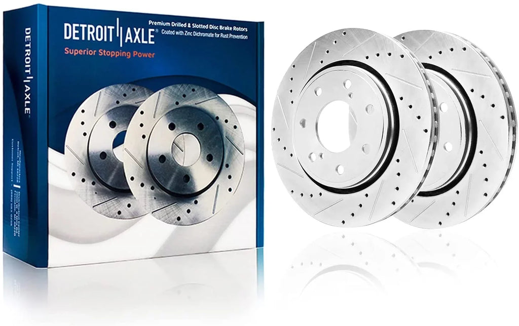 Detroit Axle - Front Drilled & Slotted Brake Rotors Replacement for 2010 2011 2012 2013 2014 2015 2016 2017 Ford F-150 (7-Lug)