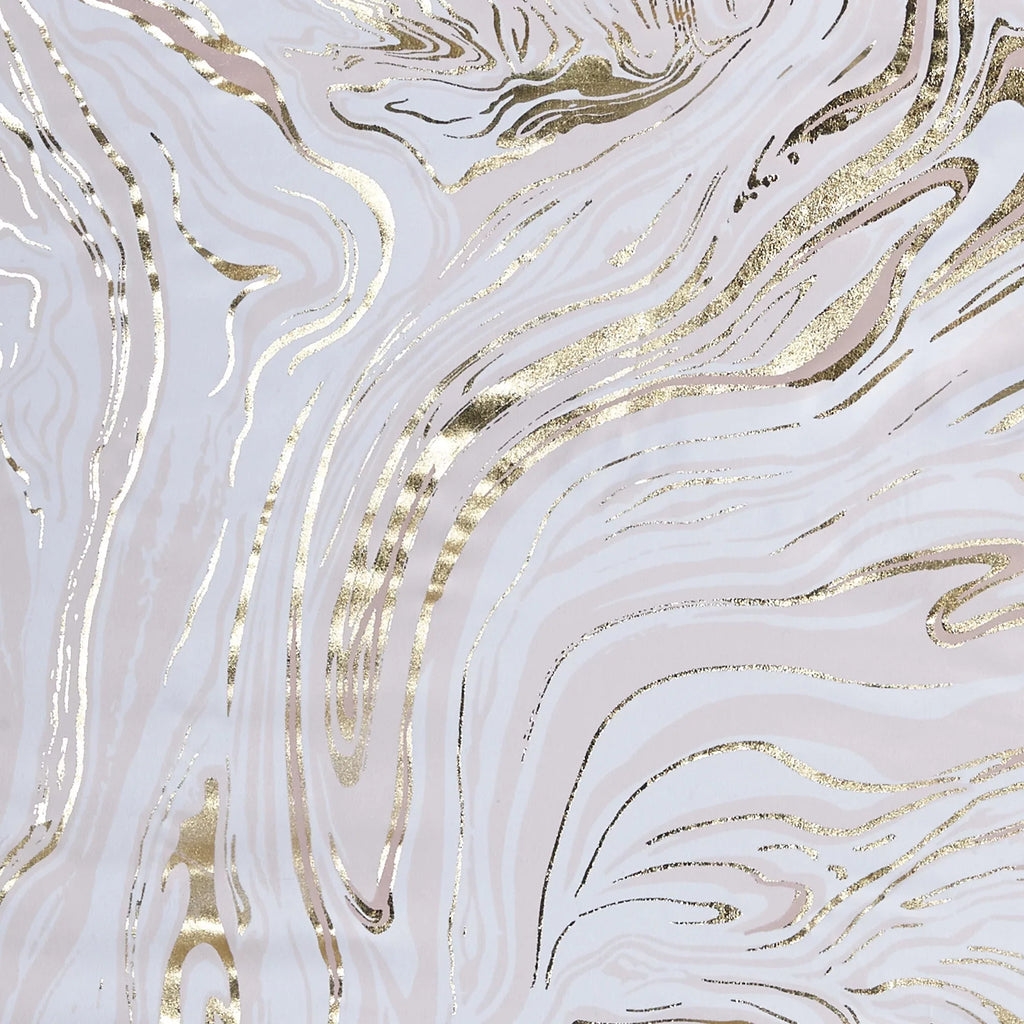 Intelligent Design Rebecca Grommet Top Printed Marble Metallic Total Blackout Curtain, Blush/Gold, 50x84"