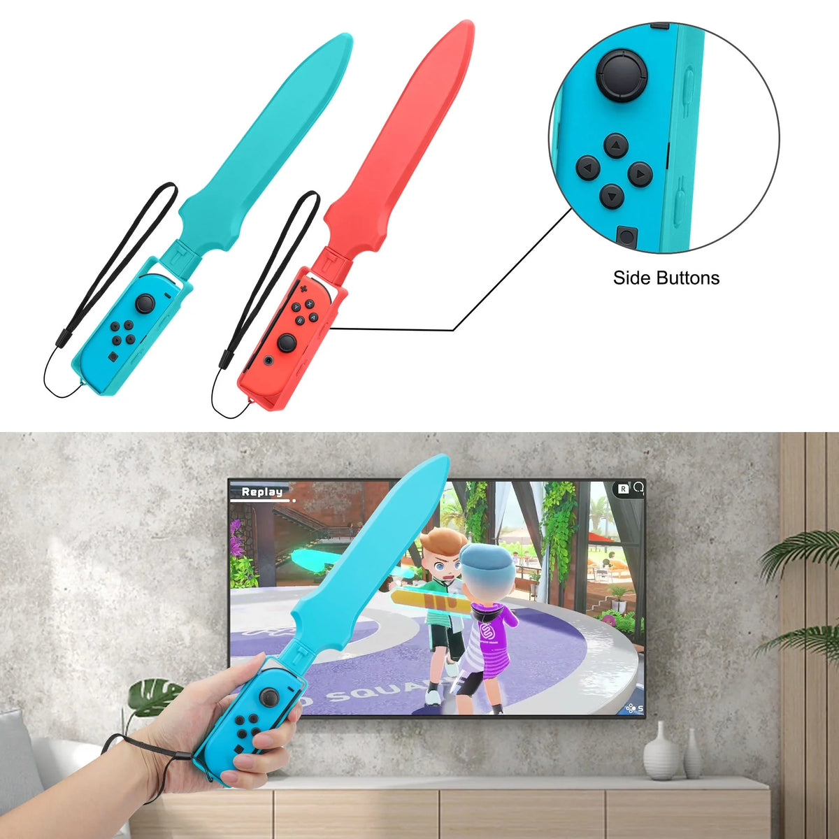 TSV 10-in-1 Switch Sports Games Accessories Kit for Nintendo Switch/OLED, Family Accessories Kit with Tennis Racket, Swords, Golf Clubs Grip, Bowling Grip, Leg/Wrist Strap