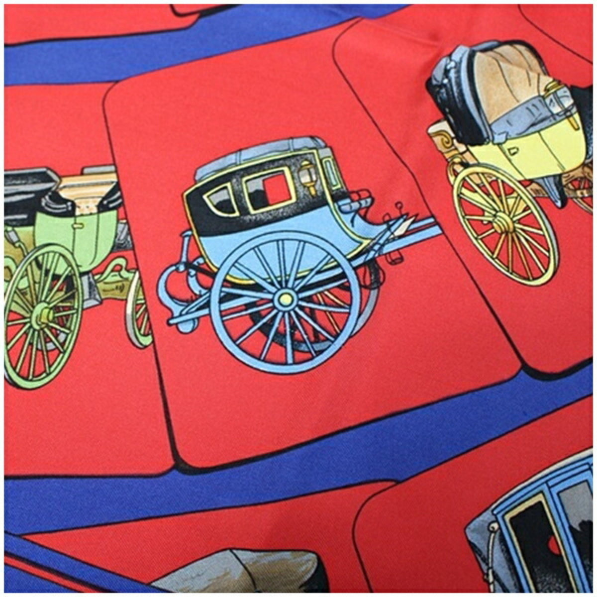 Pre-Owned Hermes Silk Scarf Muffler CARROSSERIE (Spiral Carriage) Red x Blue HERMES Women's (Good)