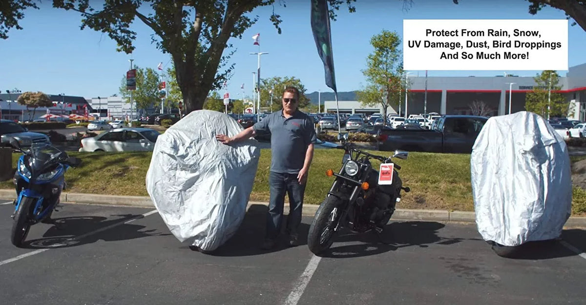 Weatherproof Motorcycle Protection Compatible With 2017 Moto Guzzi V7 Ii Stone Abs Grigio Intenso - Outdoor & Indoor - Protect From Rain Water, Snow, Sun - Securing Straps - Durable Composition - Storage Bag
