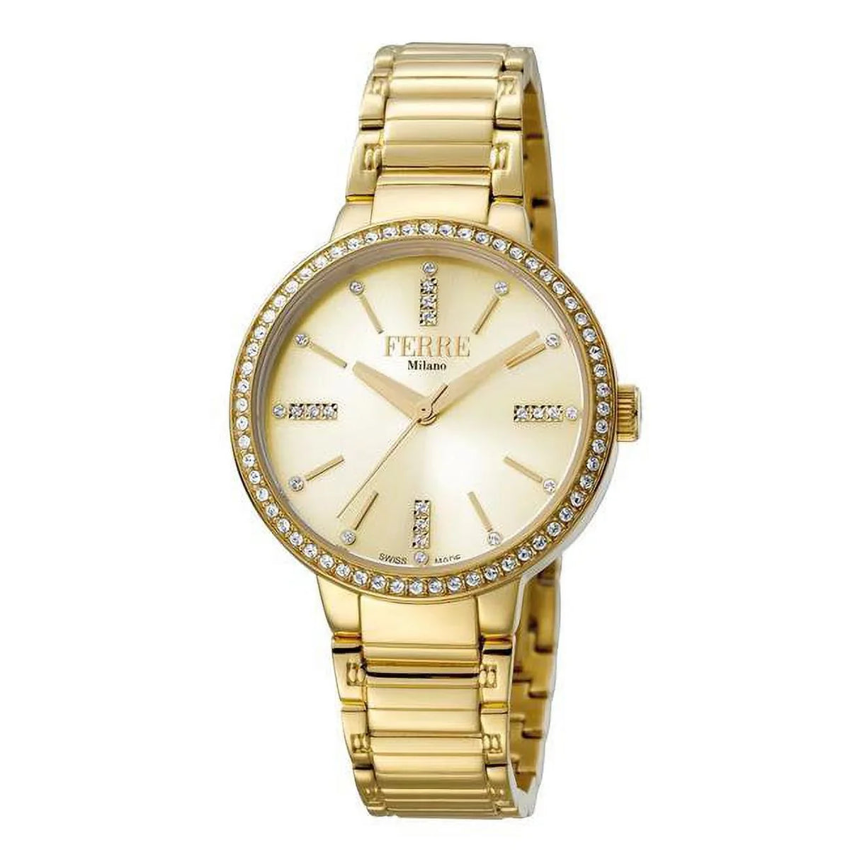Ferre Milano Womens Swiss Made Quartz Gold Watch with Gold Dial